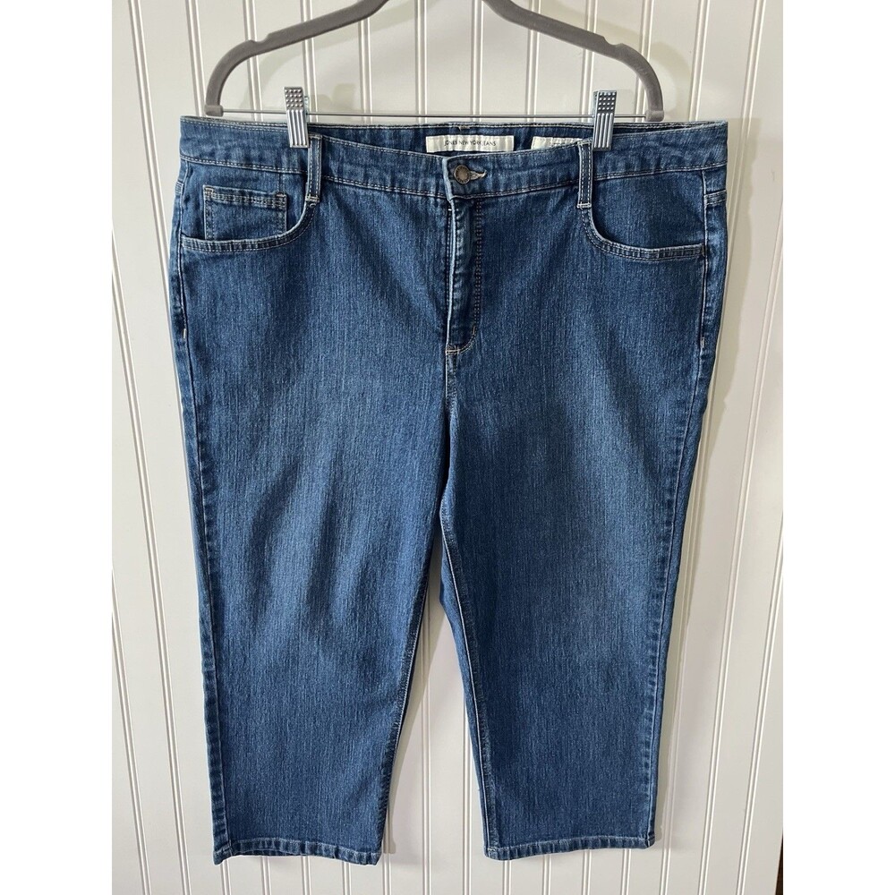 Jones New York Jeans Sutton Capri Stretch 5-Pocket Medium Wash Blue Plus 18W